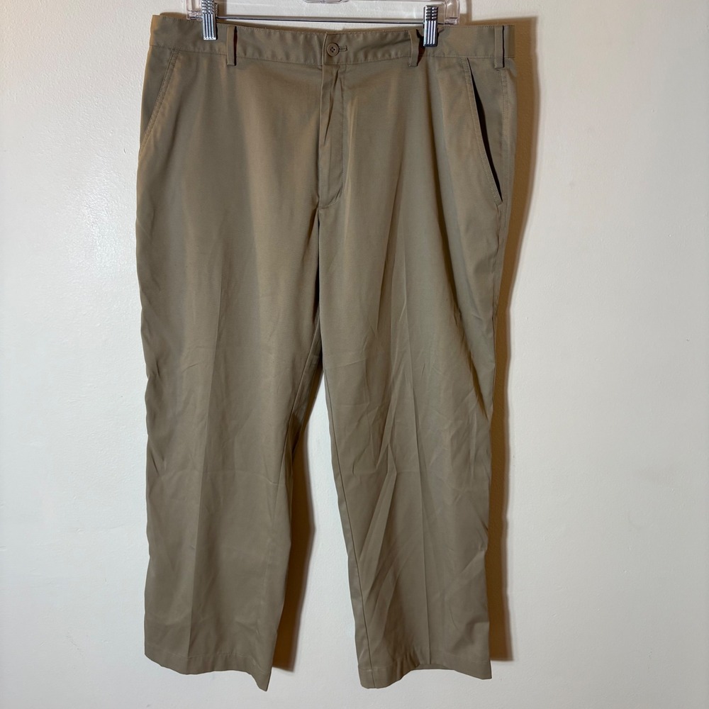 Nike Golf Dri-FIT Men Khaki Chinos Pants Flat Front Size 36x30